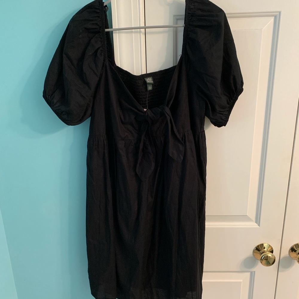 Wild Fable| Black Short Sleeve Tie Mini Dress